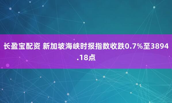 长盈宝配资 新加坡海峡时报指数收跌0.7%至3894.18点